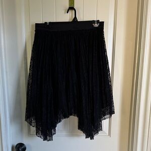 Allen B. By Allen Schwartz Black Asymmetrical Lace Skirt